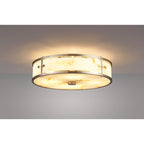 Regent Ramatuelle 4 Light 400mm Round Flush Ceiling Light - Satin Nickel / Brown Faux Alabaster