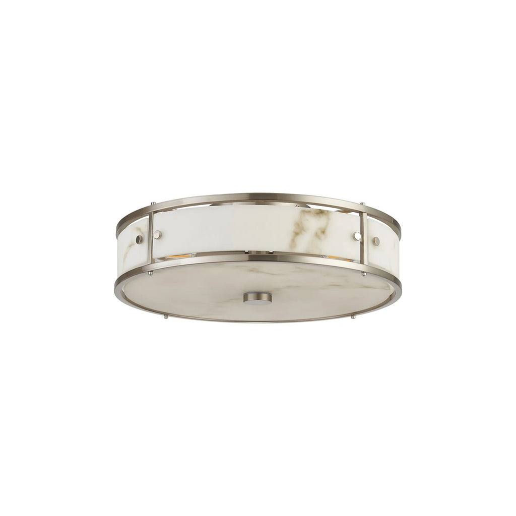 Regent Ramatuelle 4 Light 400mm Round Flush Ceiling Light - Satin Nickel / Grey Faux Alabaster