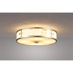 Regent Ramatuelle 4 Light 400mm Round Flush Ceiling Light - Satin Nickel / Grey Faux Alabaster