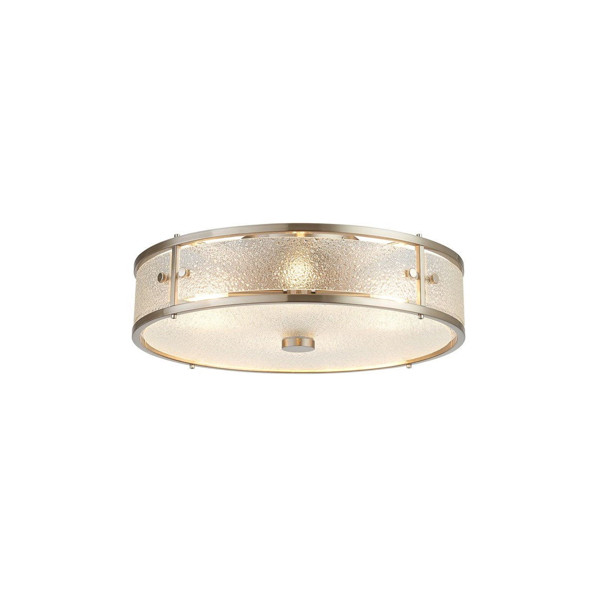 Regent Ramatuelle 4 Light 400mm Round Flush Ceiling Light - Satin Nickel / Clear Diamond Pattern