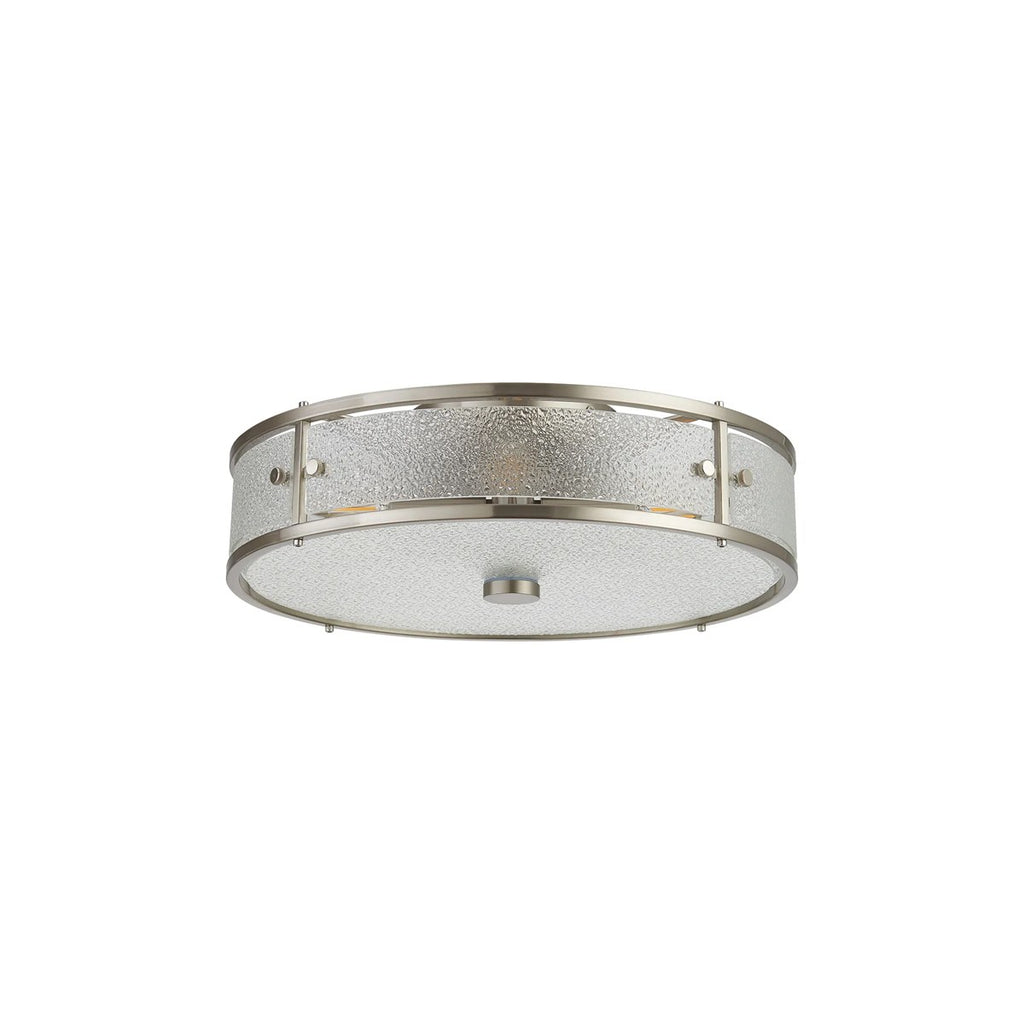 Regent Ramatuelle 4 Light 400mm Round Flush Ceiling Light - Satin Nickel / Clear Diamond Pattern