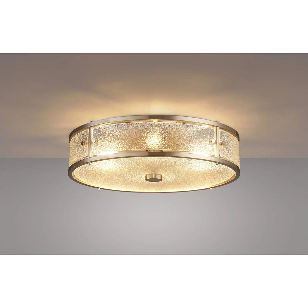 Regent Ramatuelle 4 Light 400mm Round Flush Ceiling Light - Satin Nickel / Clear Diamond Pattern