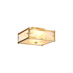 Regent Ramatuelle 2 Light 250x250mm Square Flush Ceiling Light - Brass / Brown Faux Alabaster