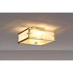 Regent Ramatuelle 2 Light 250x250mm Square Flush Ceiling Light - Brass / Brown Faux Alabaster