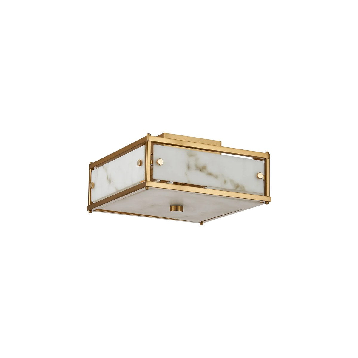 Regent Ramatuelle 2 Light 250x250mm Square Flush Ceiling Light - Brass / Grey Faux Alabaster