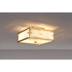 Regent Ramatuelle 2 Light 250x250mm Square Flush Ceiling Light - Brass / Grey Faux Alabaster