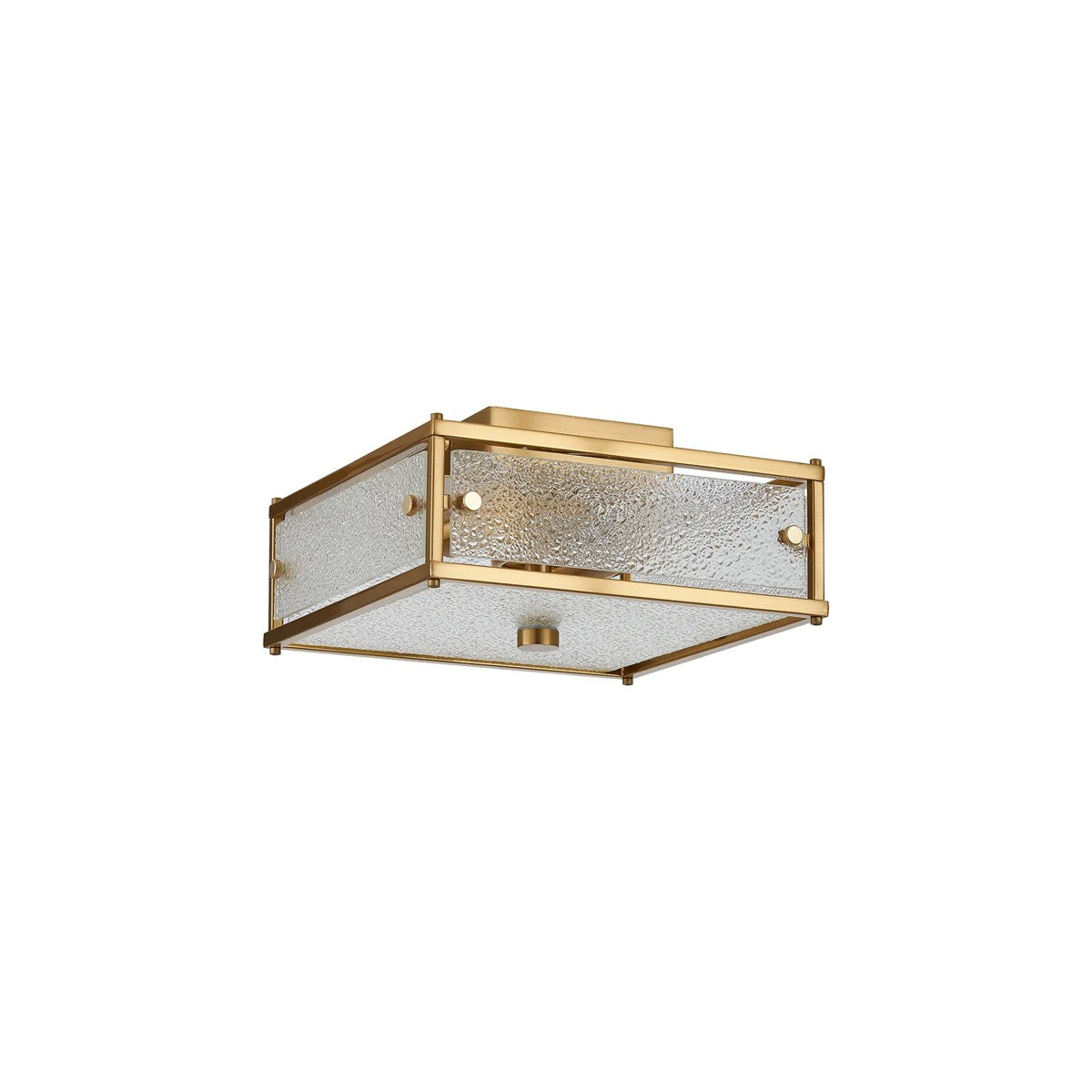 Regent Ramatuelle 2 Light 250x250mm Square Flush Ceiling Light - Brass / Clear Diamond Pattern