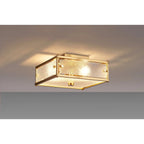 Regent Ramatuelle 2 Light 250x250mm Square Flush Ceiling Light - Brass / Clear Diamond Pattern