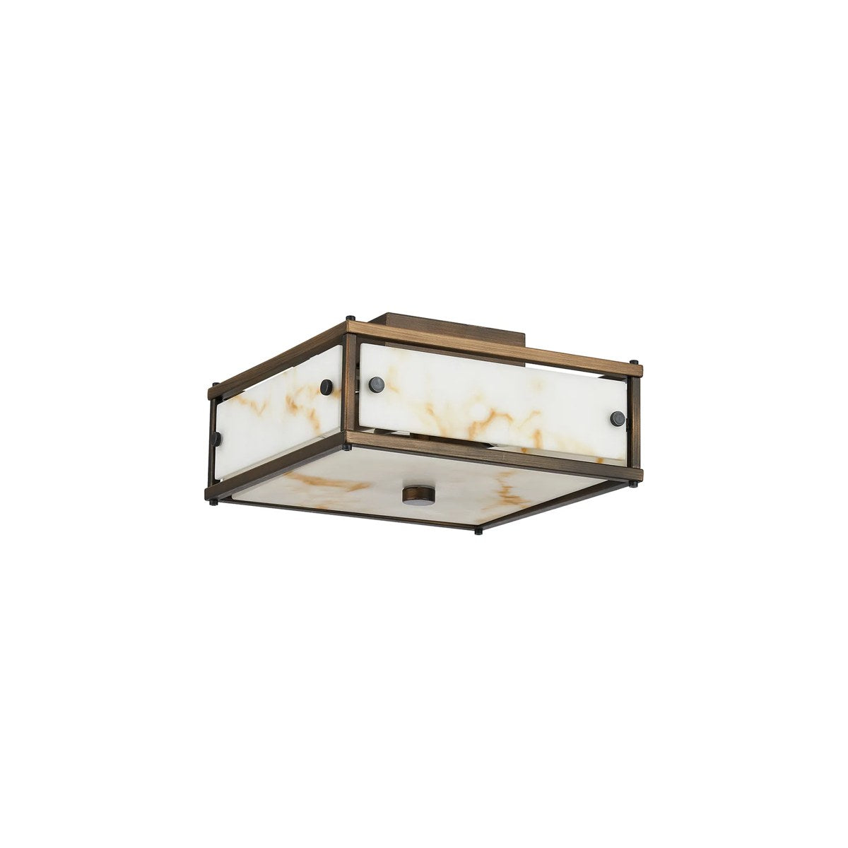 Regent Ramatuelle 2 Light 250x250mm Square Flush Ceiling Light - Painted Bronze / Brown Faux Alabaster