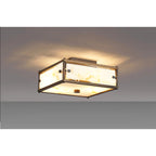 Regent Ramatuelle 2 Light 250x250mm Square Flush Ceiling Light - Painted Bronze / Brown Faux Alabaster