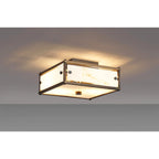 Regent Ramatuelle 2 Light 250x250mm Square Flush Ceiling Light - Painted Bronze / Grey Faux Alabaster