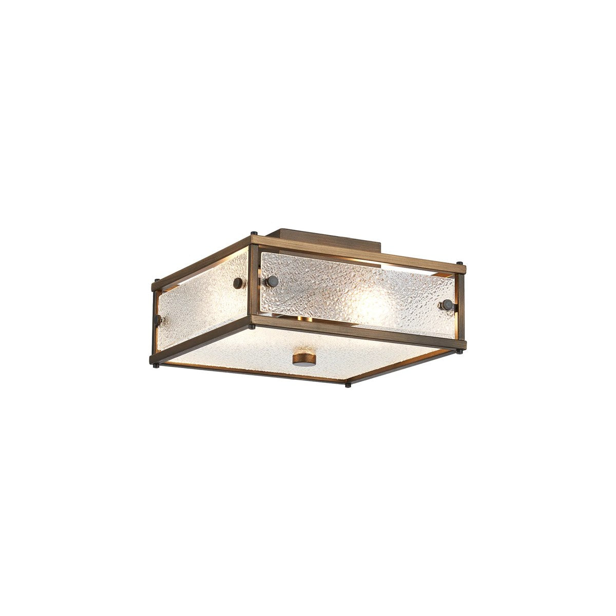 Regent Ramatuelle 2 Light 250x250mm Square Flush Ceiling Light - Painted Bronze / Clear Diamond Pattern