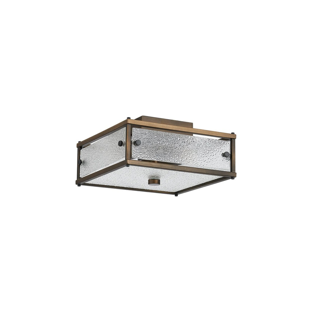 Regent Ramatuelle 2 Light 250x250mm Square Flush Ceiling Light - Painted Bronze / Clear Diamond Pattern