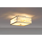 Regent Ramatuelle 2 Light 250x250mm Square Flush Ceiling Light - Satin Nickel / Brown Faux Alabaster