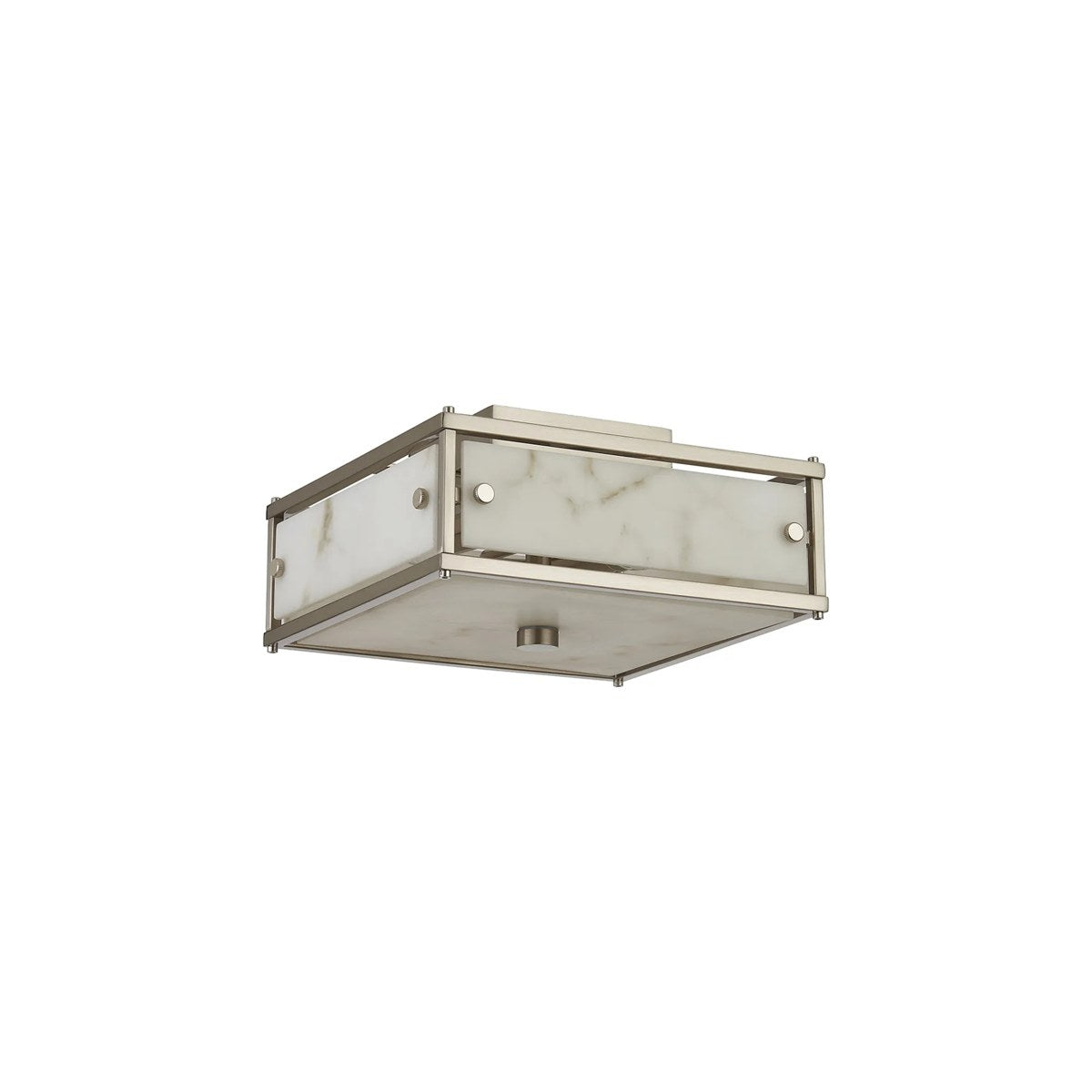 Regent Ramatuelle 2 Light 250x250mm Square Flush Ceiling Light - Satin Nickel / Grey Faux Alabaster