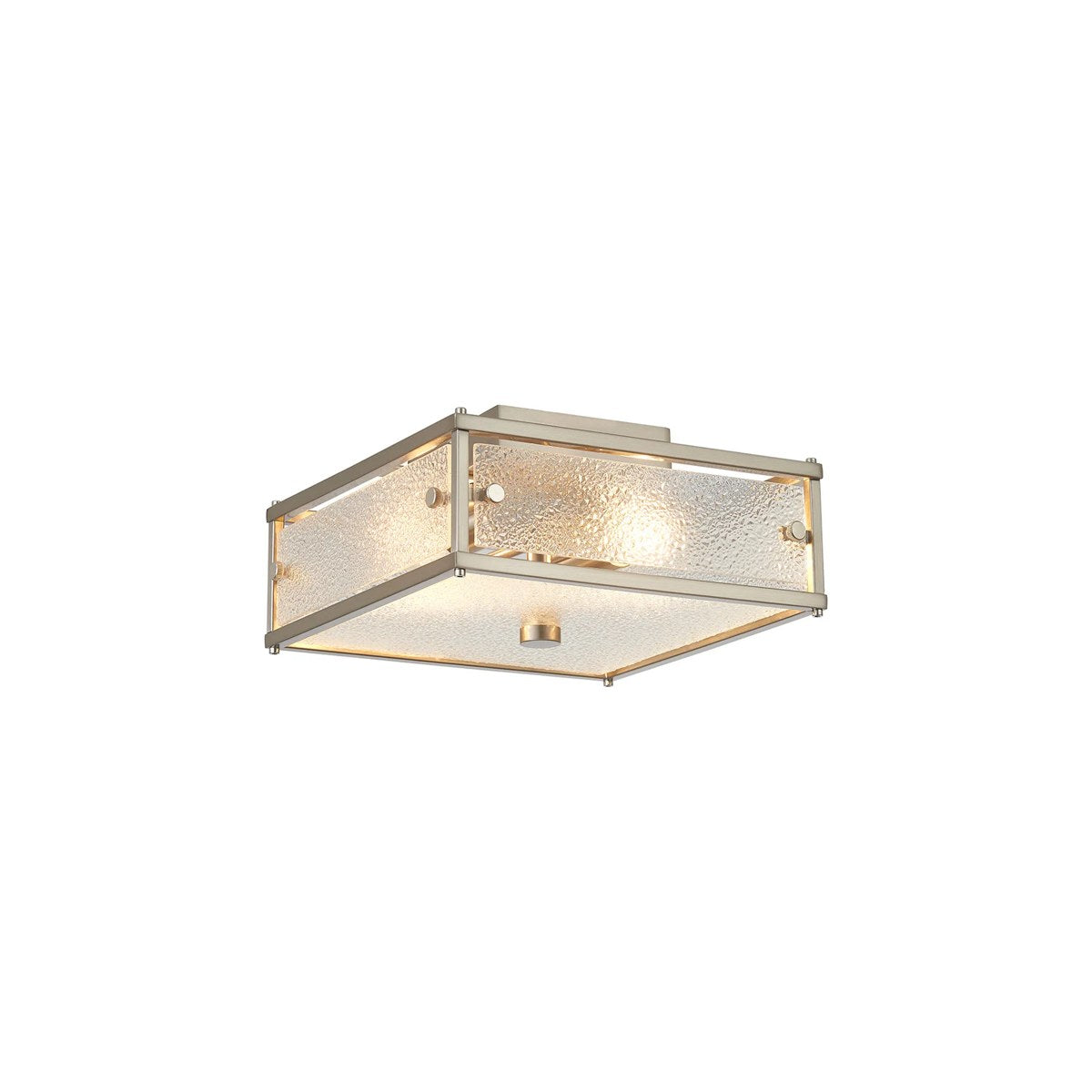 Regent Ramatuelle 2 Light 250x250mm Square Flush Ceiling Light - Satin Nickel / Clear Diamond Pattern