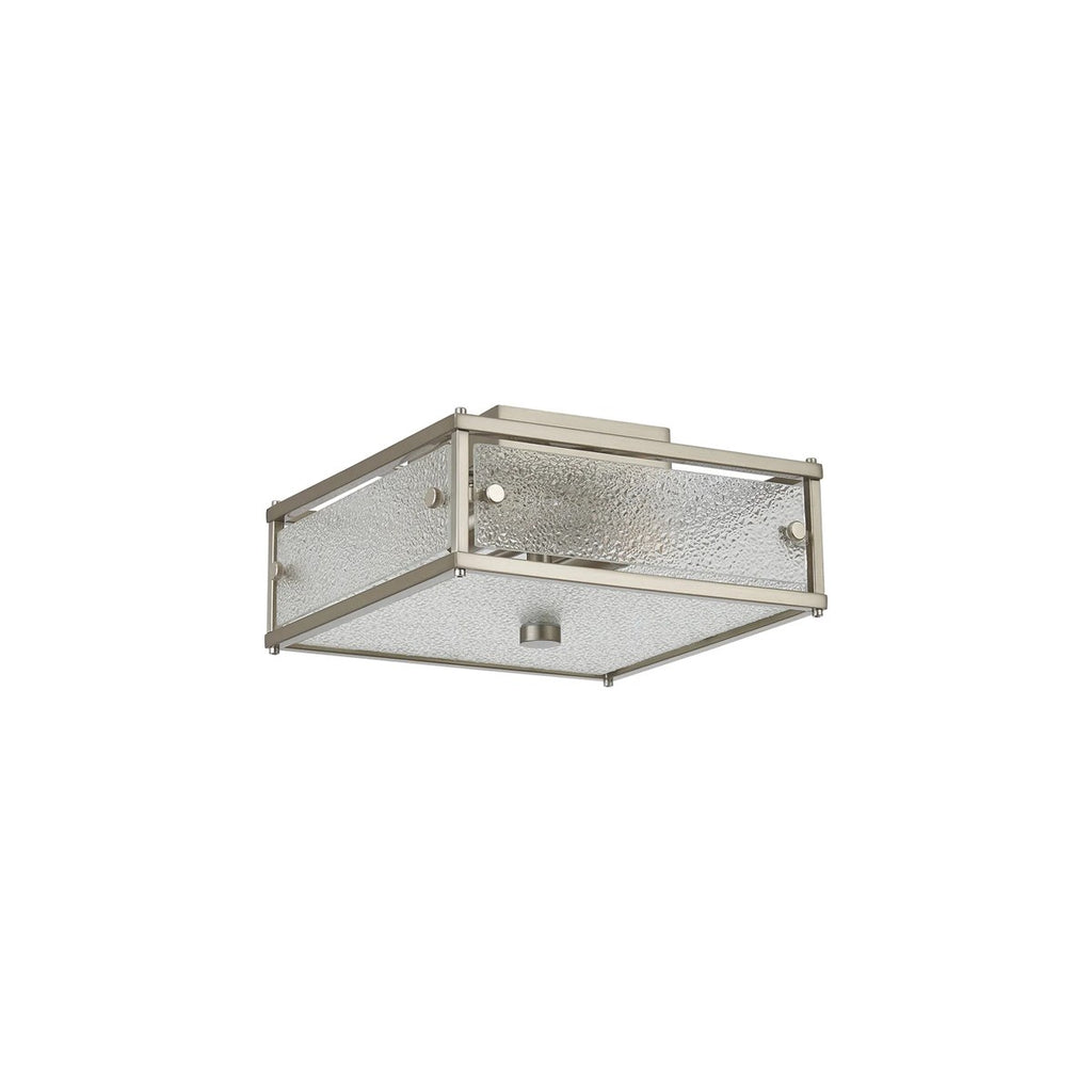 Regent Ramatuelle 2 Light 250x250mm Square Flush Ceiling Light - Satin Nickel / Clear Diamond Pattern