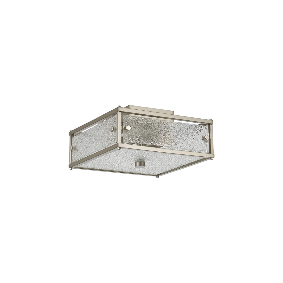 Regent Ramatuelle 2 Light 250x250mm Square Flush Ceiling Light - Satin Nickel / Clear Diamond Pattern