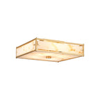 Regent Ramatuelle 4 Light 400x400mm Square Flush Ceiling Light - Brass / Brown Faux Alabaster