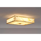Regent Ramatuelle 4 Light 400x400mm Square Flush Ceiling Light - Brass / Brown Faux Alabaster