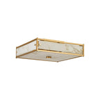 Regent Ramatuelle 4 Light 400x400mm Square Flush Ceiling Light - Brass / Grey Faux Alabaster