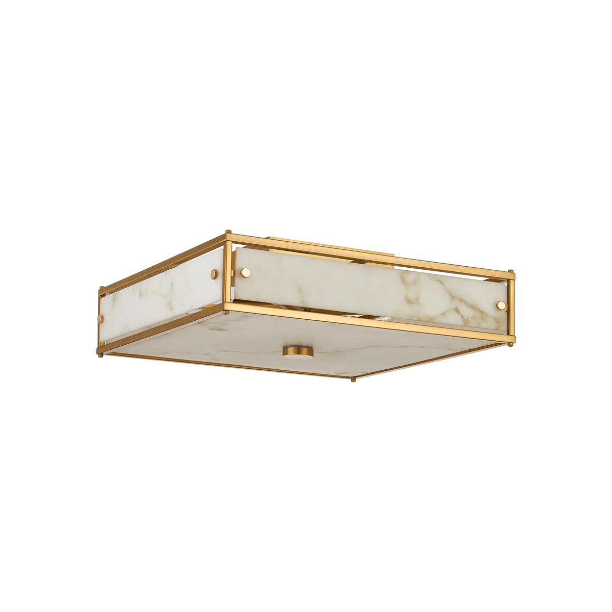 Regent Ramatuelle 4 Light 400x400mm Square Flush Ceiling Light - Brass / Grey Faux Alabaster