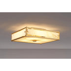 Regent Ramatuelle 4 Light 400x400mm Square Flush Ceiling Light - Brass / Grey Faux Alabaster