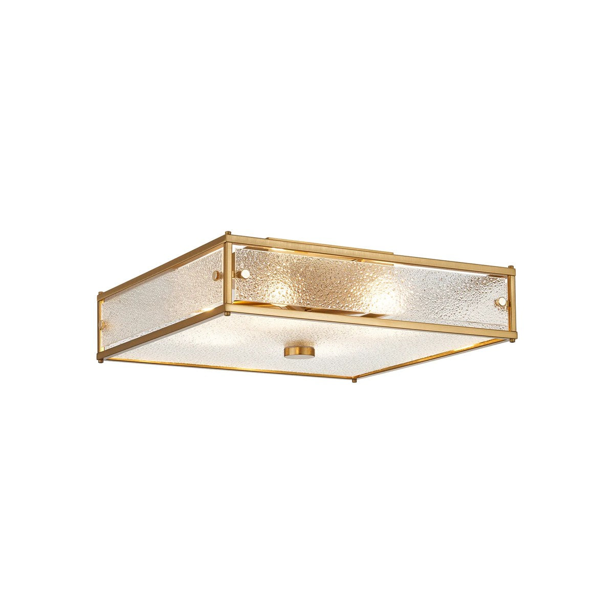 Regent Ramatuelle 4 Light 400x400mm Square Flush Ceiling Light - Brass / Clear Diamond Pattern
