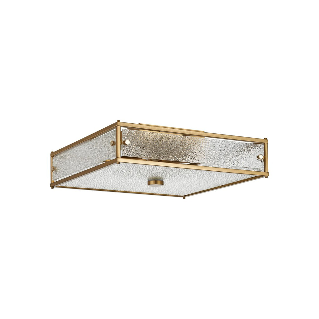 Regent Ramatuelle 4 Light 400x400mm Square Flush Ceiling Light - Brass / Clear Diamond Pattern