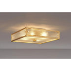 Regent Ramatuelle 4 Light 400x400mm Square Flush Ceiling Light - Brass / Clear Diamond Pattern
