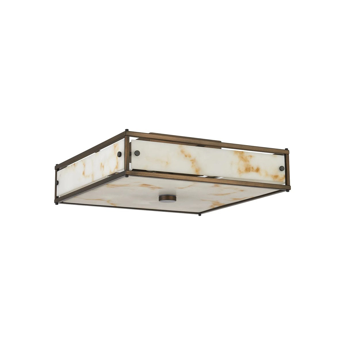 Regent Ramatuelle 4 Light 400x400mm Square Flush Ceiling Light - Painted Bronze / Brown Faux Alabaster
