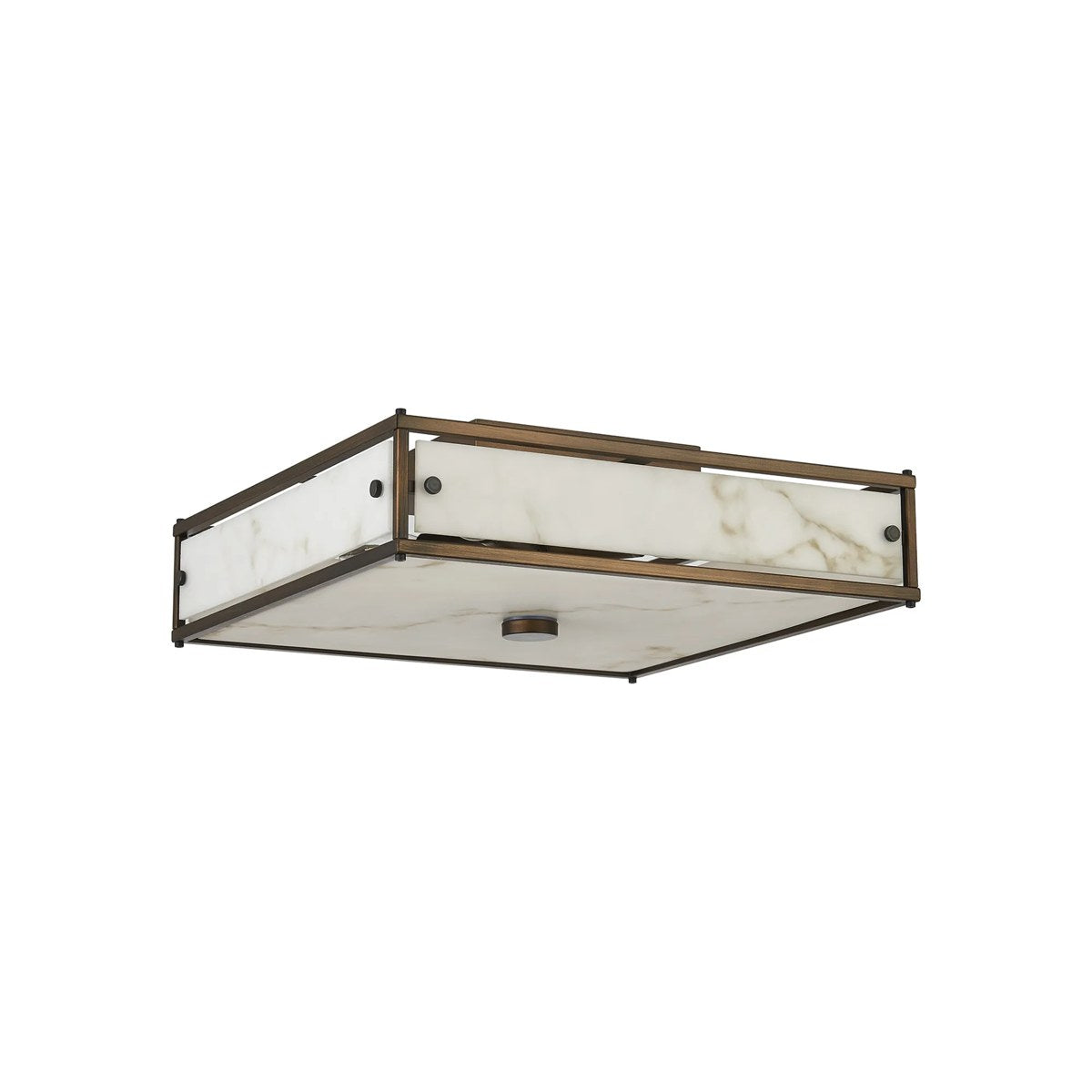 Regent Ramatuelle 4 Light 400x400mm Square Flush Ceiling Light - Painted Bronze / Grey Faux Alabaster