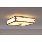 Regent Ramatuelle 4 Light 400x400mm Square Flush Ceiling Light - Painted Bronze / Grey Faux Alabaster