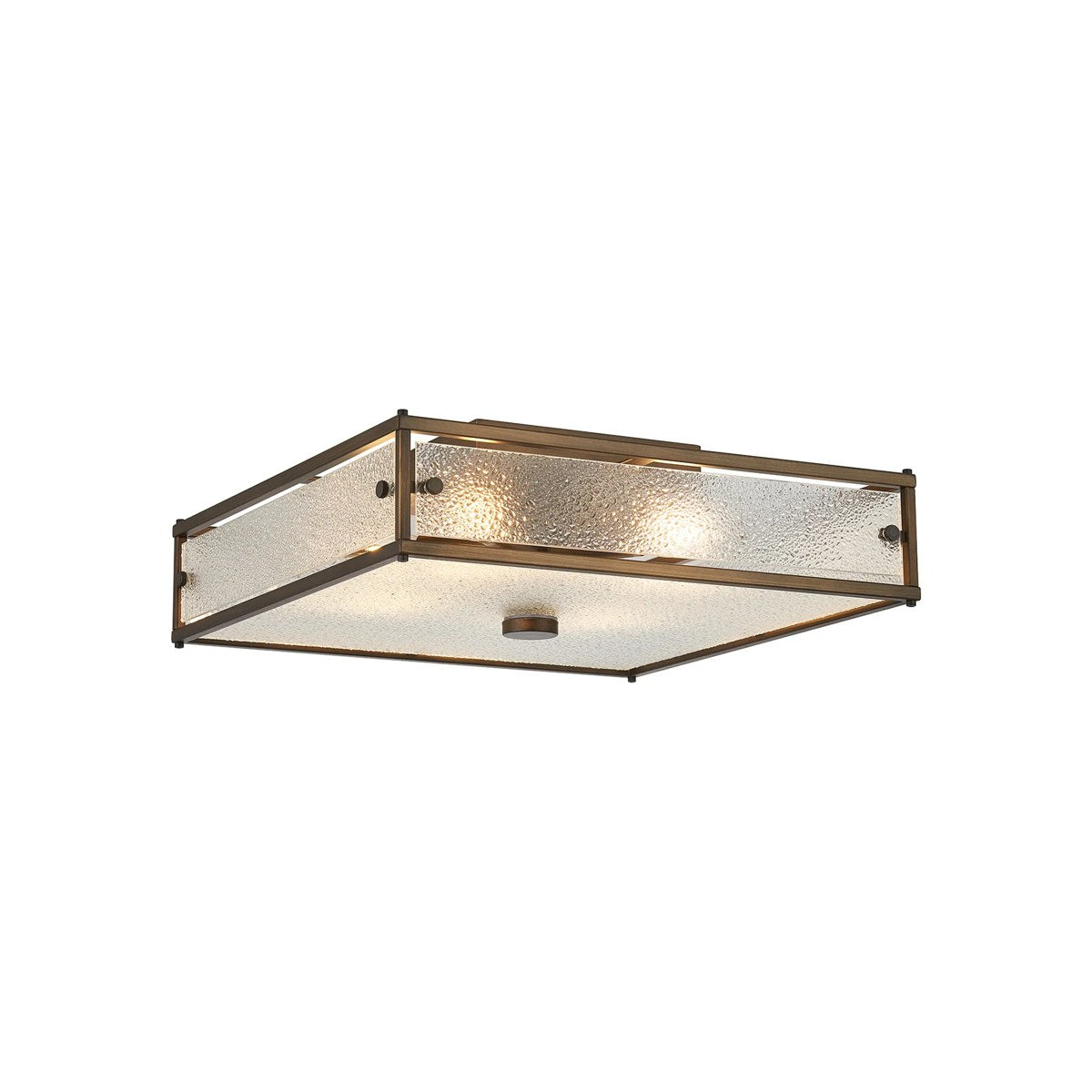 Regent Ramatuelle 4 Light 400x400mm Square Flush Ceiling Light - Painted Bronze / Clear Diamond Pattern
