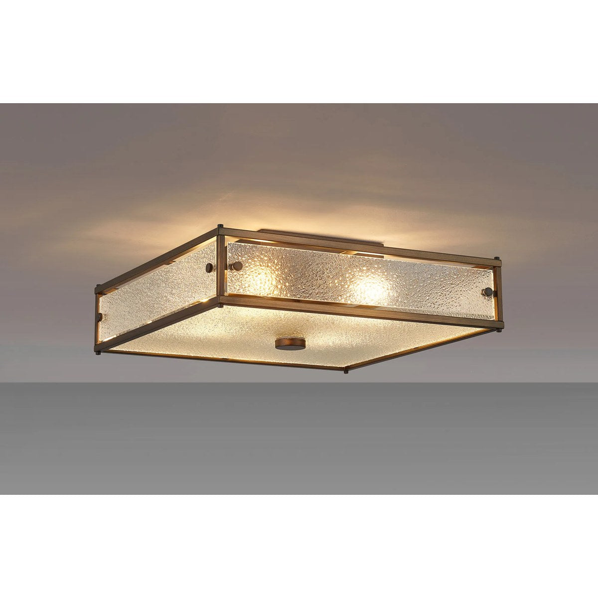 Regent Ramatuelle 4 Light 400x400mm Square Flush Ceiling Light - Painted Bronze / Clear Diamond Pattern