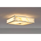 Regent Ramatuelle 4 Light 400x400mm Square Flush Ceiling Light - Satin Nickel / Brown Faux Alabaster