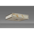Regent Ramatuelle 4 Light 400x400mm Square Flush Ceiling Light - Satin Nickel / Brown Faux Alabaster