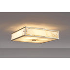 Regent Ramatuelle 4 Light 400x400mm Square Flush Ceiling Light - Satin Nickel / Grey Faux Alabaster