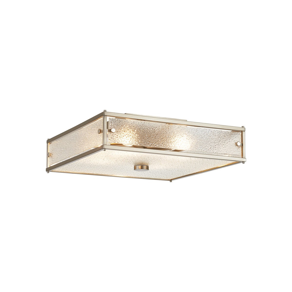 Regent Ramatuelle 4 Light 400x400mm Square Flush Ceiling Light - Satin Nickel / Clear Diamond Pattern