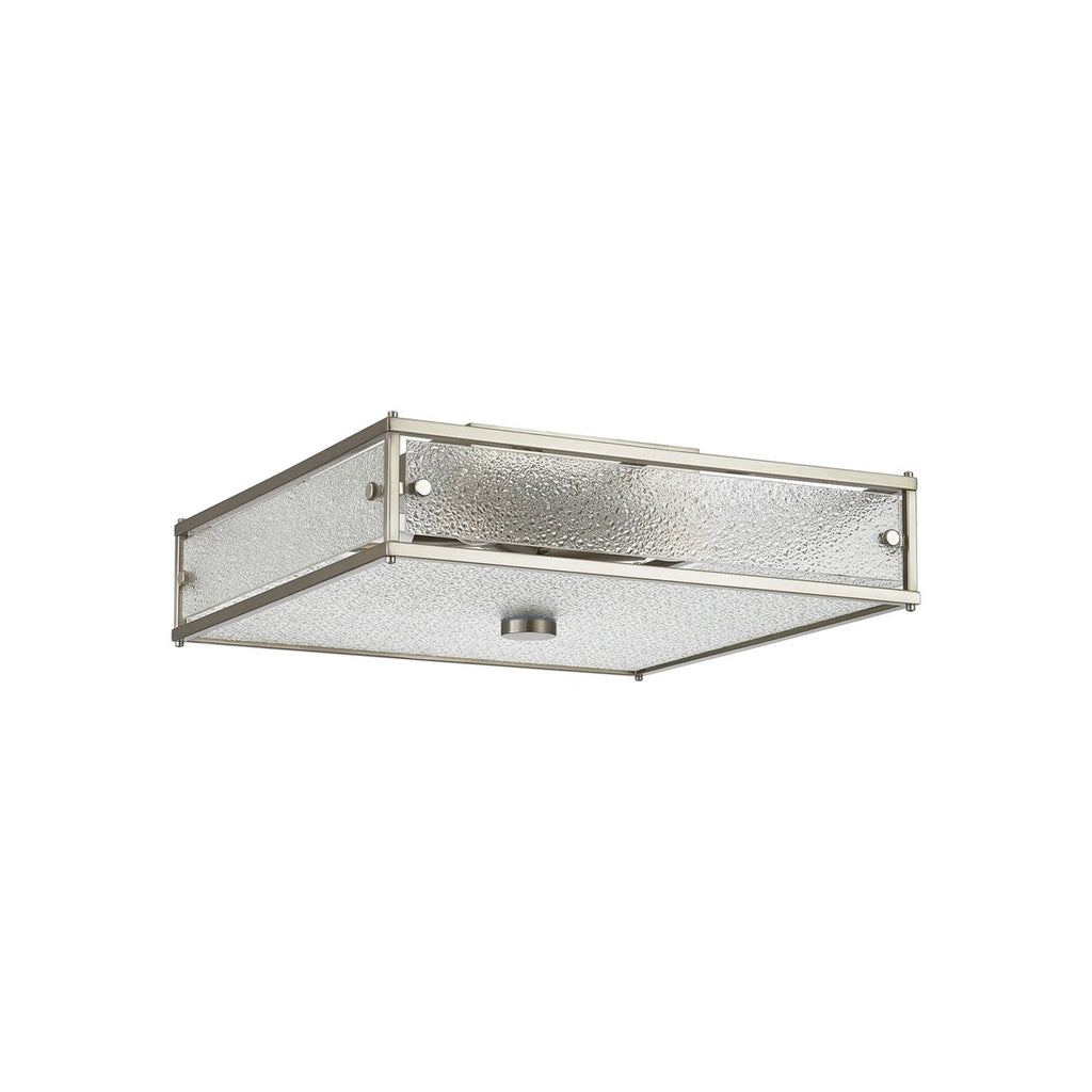 Regent Ramatuelle 4 Light 400x400mm Square Flush Ceiling Light - Satin Nickel / Clear Diamond Pattern