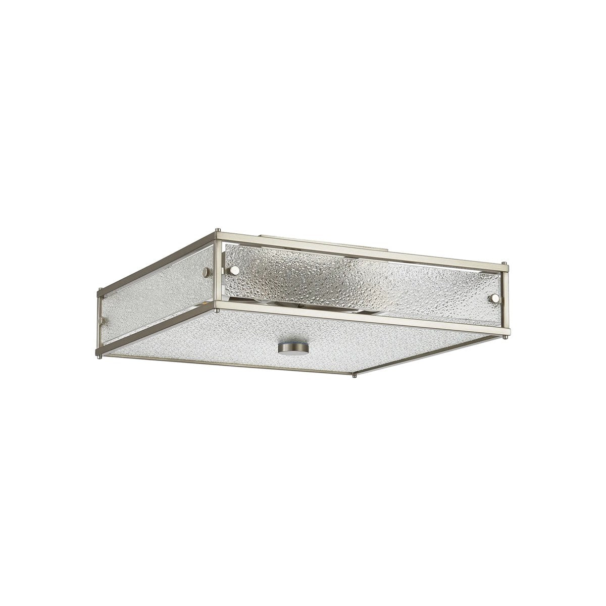 Regent Ramatuelle 4 Light 400x400mm Square Flush Ceiling Light - Satin Nickel / Clear Diamond Pattern