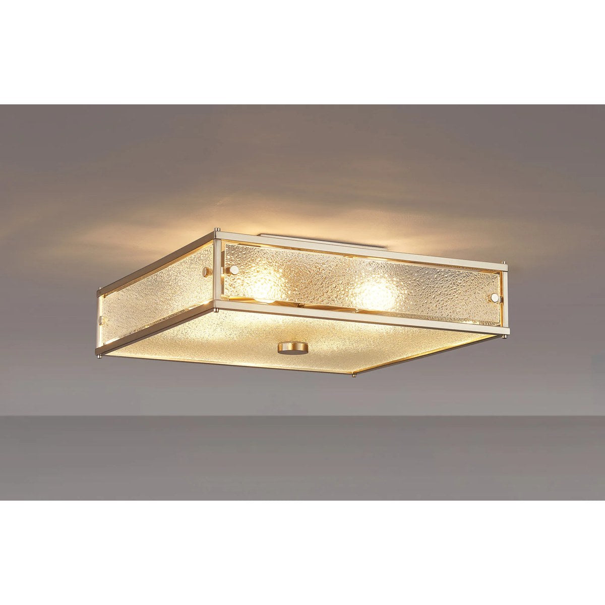 Regent Ramatuelle 4 Light 400x400mm Square Flush Ceiling Light - Satin Nickel / Clear Diamond Pattern
