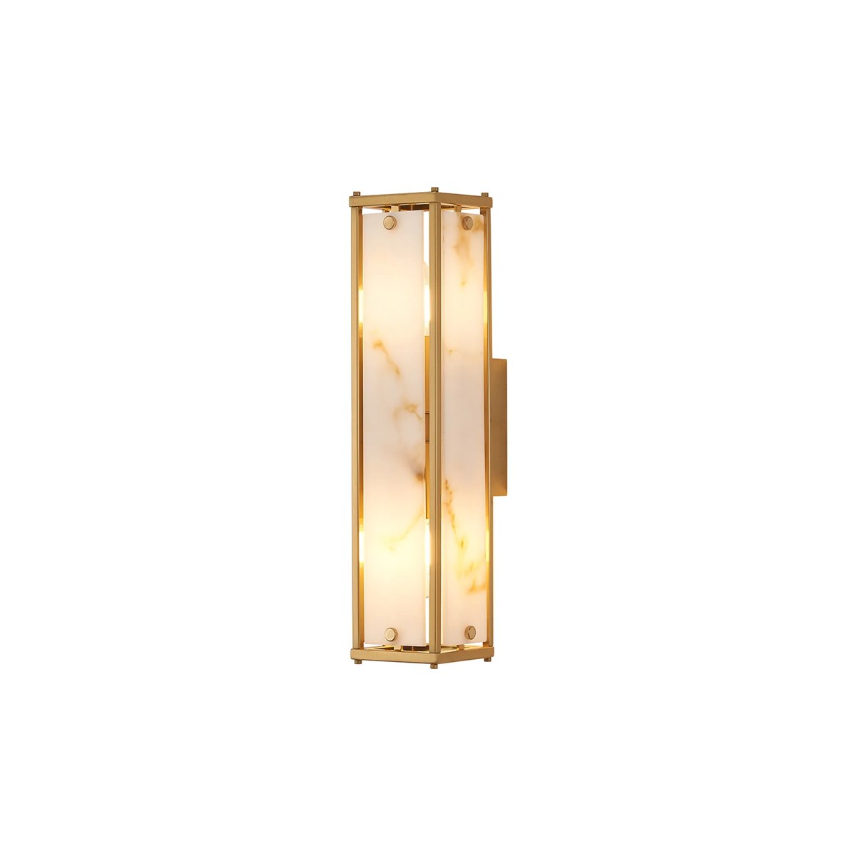 Regent Ramatuelle 2 Light 400mm Rectangular Wall Light - Brass / Brown Faux Alabaster