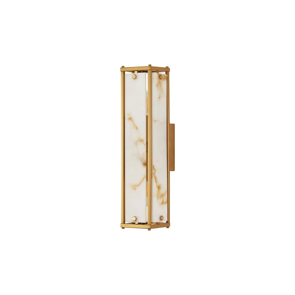Regent Ramatuelle 2 Light 400mm Rectangular Wall Light - Brass / Brown Faux Alabaster