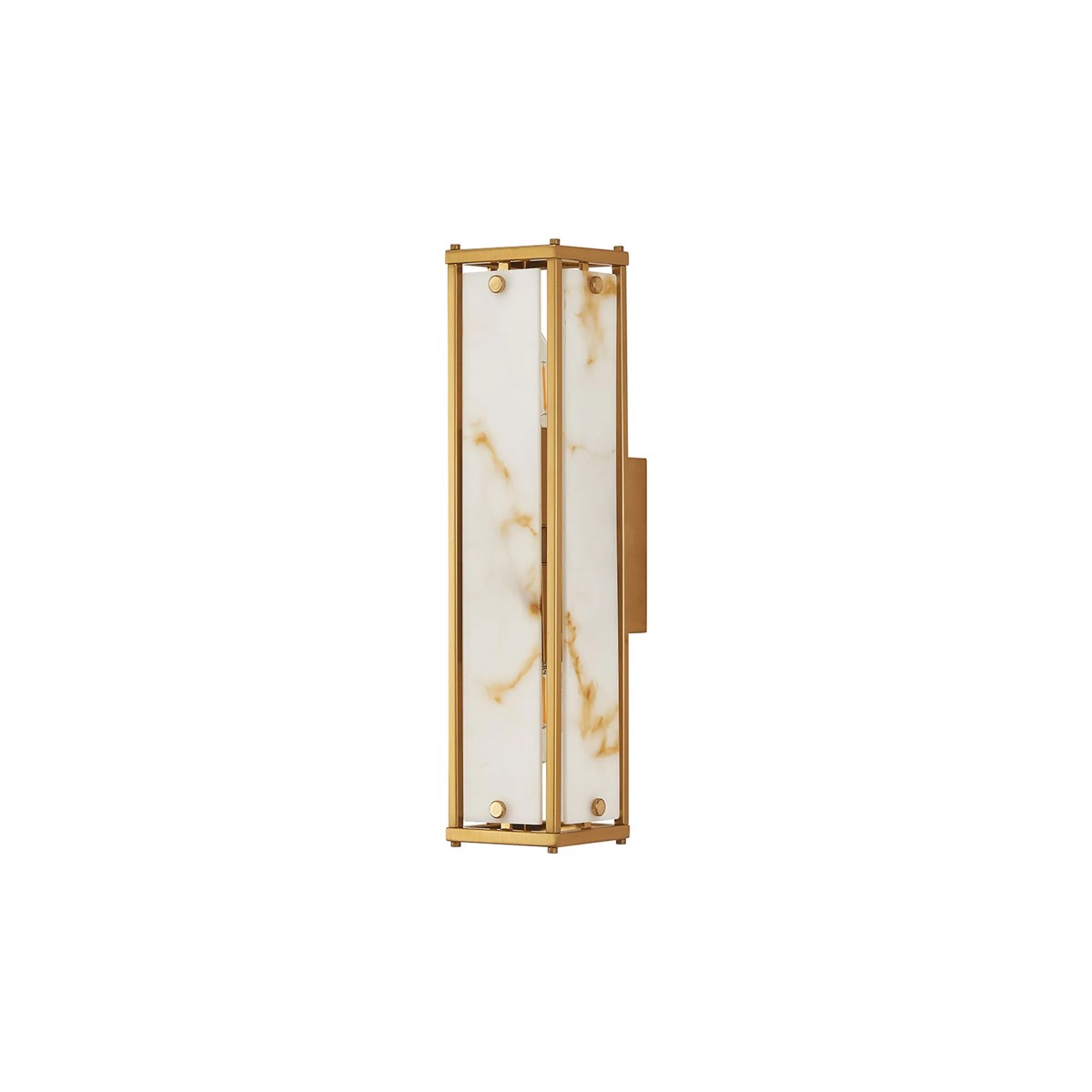 Regent Ramatuelle 2 Light 400mm Rectangular Wall Light - Brass / Brown Faux Alabaster