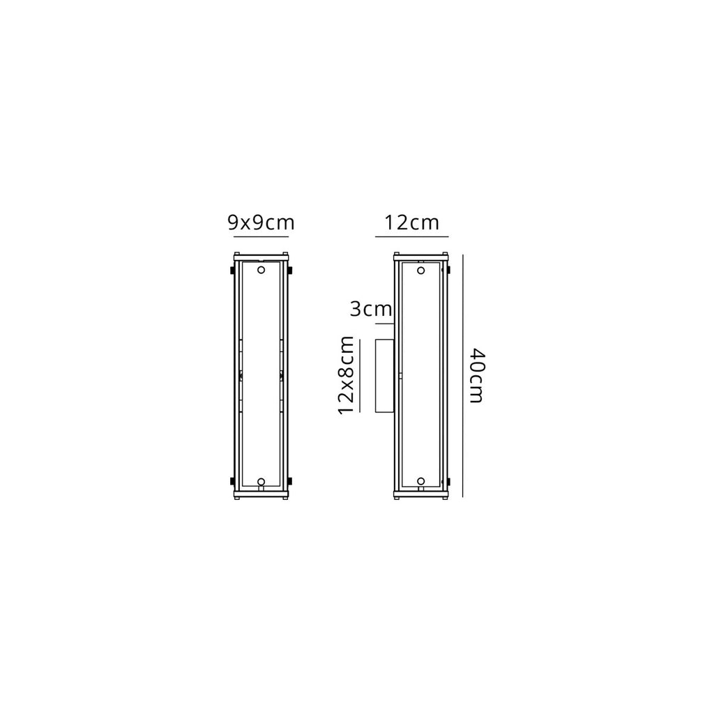 Regent Ramatuelle 2 Light 400mm Rectangular Wall Light - dimensions