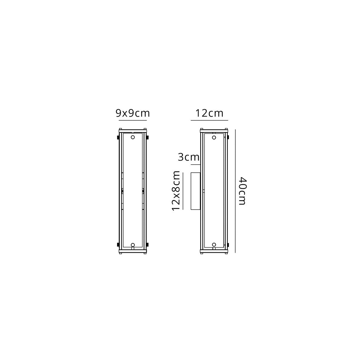 Regent Ramatuelle 2 Light 400mm Rectangular Wall Light - dimensions