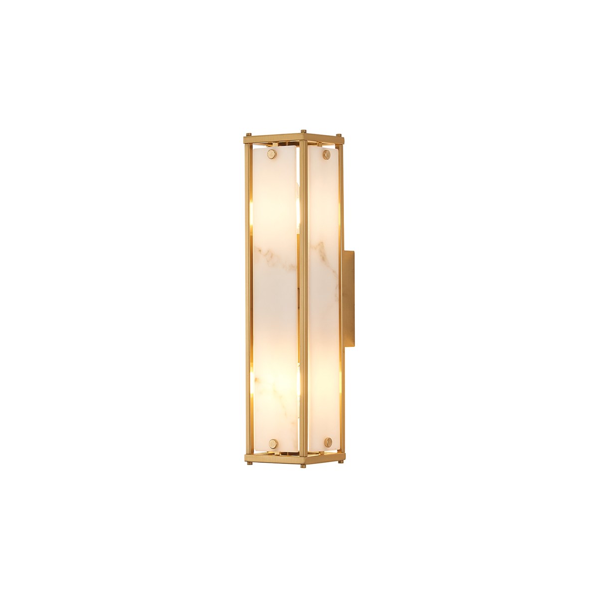Regent Ramatuelle 2 Light 400mm Rectangular Wall Light - Brass / Grey Faux Alabaster