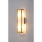 Regent Ramatuelle 2 Light 400mm Rectangular Wall Light - Brass / Grey Faux Alabaster