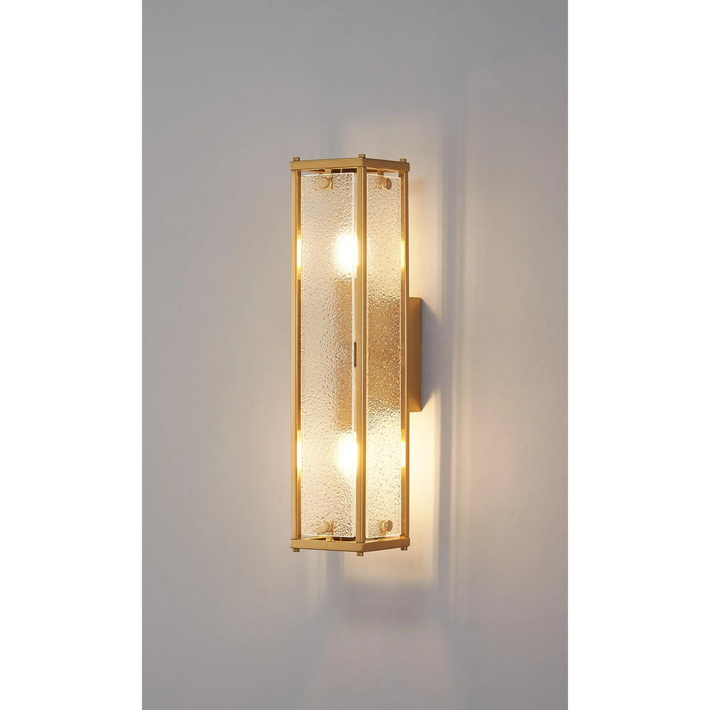 Regent Ramatuelle 2 Light 400mm Rectangular Wall Light - Brass / Clear Diamond Pattern